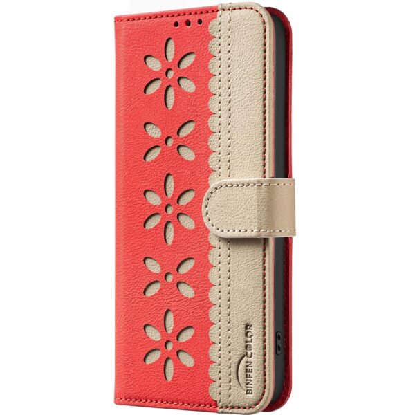 Binfen Xiaomi Redmi Note 15 5G Splicing Color Hollow Flower Pattern RFID Leather Red-Θήκη Βιβλίο Binfen Xiaomi Redmi Note 15 5G Splicing Color Hollow Flower Pattern RFID Leather Red-Θήκη Βιβλίο