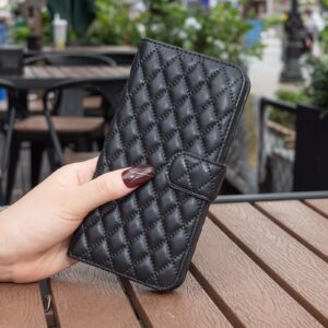Binfen Xiaomi Redmi Note 15 5G Diamond Lattice Wallet Flip Leather Black-Θήκη Βιβλίο