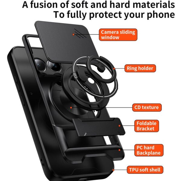 Xiaomi Redmi Note 15 Pro 4G Lens Sliding Window Multifunctional Magnetic Shockproof Black-Θήκη Σκληρή