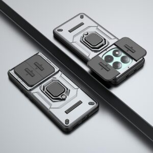 Xiaomi Redmi Note 15 5G Sliding Camshield TPU + PC Shockproof with Holder Grey-Θήκη Σκληρή
