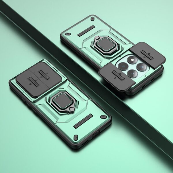 Xiaomi Redmi Note 15 5G Sliding Camshield TPU + PC Shockproof with Holder Green-Θήκη Σκληρή