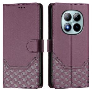 Xiaomi Redmi Note 15 Pro+ 5G/Poco M8 Pro 5G Honeycomb Embossing RFID Leather Violet-Θήκη Βιβλίο