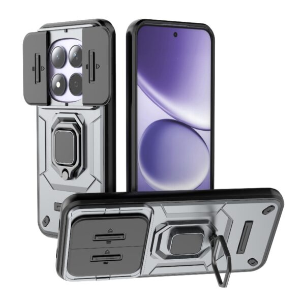 Xiaomi Redmi Note 15 Pro 5G Sliding Camshield TPU + PC Shockproof with Holder Grey-Θήκη Σκληρή