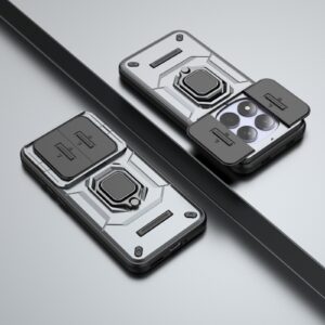 Xiaomi Redmi Note 15 Pro 5G Sliding Camshield TPU + PC Shockproof with Holder Grey-Θήκη Σκληρή