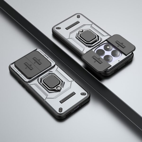 Xiaomi Redmi Note 15 Pro 5G Sliding Camshield TPU + PC Shockproof with Holder Grey-Θήκη Σκληρή