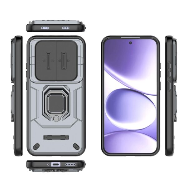 Xiaomi Redmi Note 15 Pro 5G Sliding Camshield TPU + PC Shockproof with Holder Grey-Θήκη Σκληρή