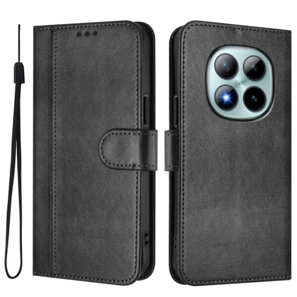 Xiaomi Redmi Note 15 Pro+ 5G/Poco M8 Pro 5G Line Splicing Buckle Retro Leather Black-Θήκη Βιβλίο