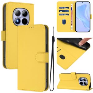 Xiaomi Redmi Note 15 Pro 5G Skin Feel Solid Color Leather with Lanyard Lemon Yellow-Θήκη Βιβλίο
