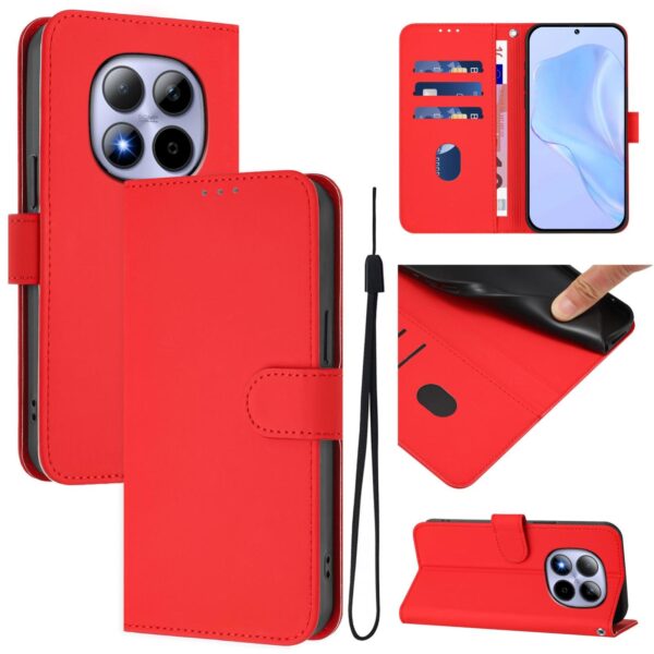Xiaomi Redmi Note 15 Pro 5G Skin Feel Solid Color Leather with Lanyard Red-Θήκη Βιβλίο