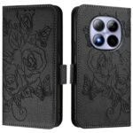 Xiaomi Redmi Note 15 Pro 5G Embossed Rose RFID Anti-theft Leather Black-Θήκη Βιβλίο