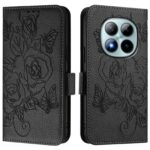 Xiaomi Redmi Note 15 Pro+ 5G Embossed Rose RFID Anti-theft Leather Black-Θήκη Βιβλίο