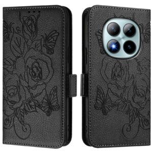 Xiaomi Redmi Note 15 Pro+ 5G Embossed Rose RFID Anti-theft Leather Black-Θήκη Βιβλίο