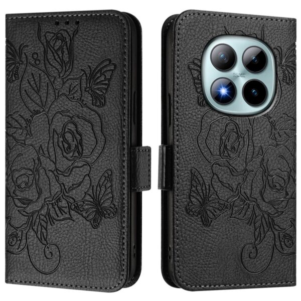 Xiaomi Redmi Note 15 Pro+ 5G Embossed Rose RFID Anti-theft Leather Black-Θήκη Βιβλίο