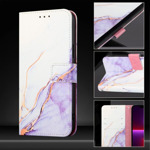 Xiaomi Redmi Note 15 4G / 5G PT003 Marble Pattern Flip Leather White Purple-Θήκη Βιβλίο