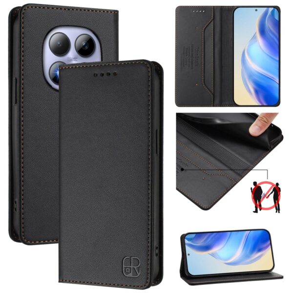 Xiaomi Redmi Note 15 Pro 5G Dual-Folded Magnetic Suction RFID Leather Black-Θήκη Βιβλίο