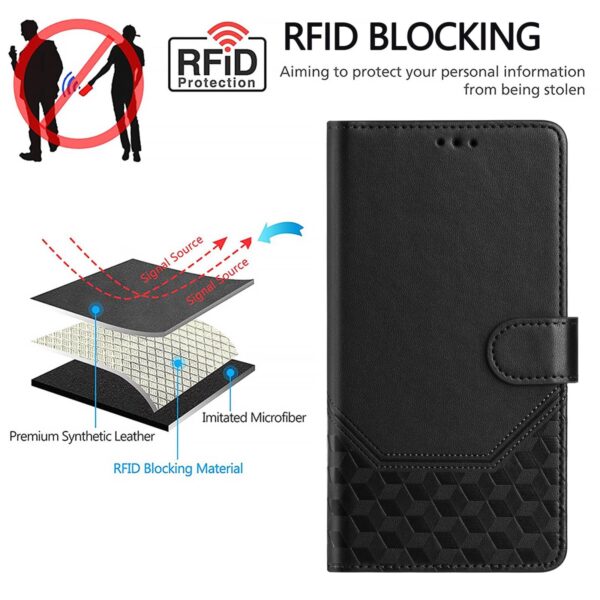 Xiaomi Redmi Note 15 Pro+ 5G/Poco M8 Pro 5G Honeycomb Embossing RFID Leather Black-Θήκη Βιβλίο