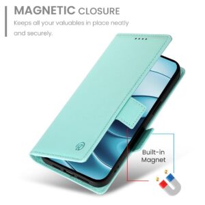 Xiaomi Redmi Note 15 Pro 4G Side Buckle Magnetic Frosted Leather Mint Green-Θήκη Βιβλίο