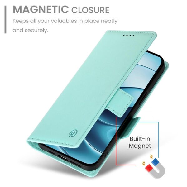 Xiaomi Redmi Note 15 Pro 4G Side Buckle Magnetic Frosted Leather Mint Green-Θήκη Βιβλίο