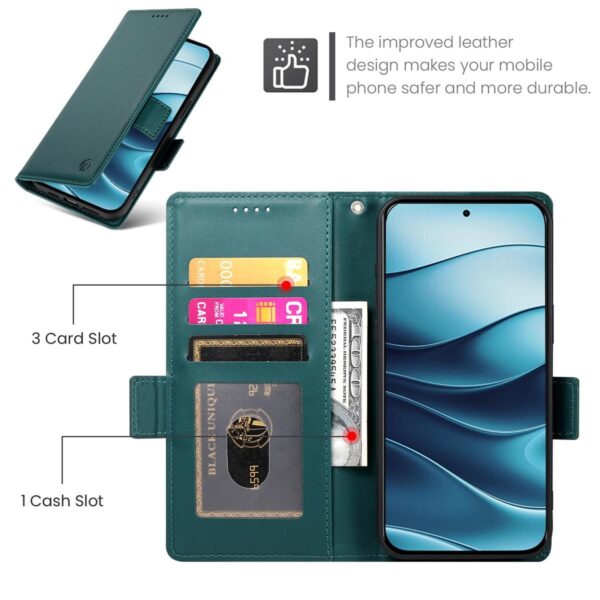 Xiaomi Redmi Note 15 Pro 4G Side Buckle Magnetic Frosted Leather Dark Green-Θήκη Βιβλίο
