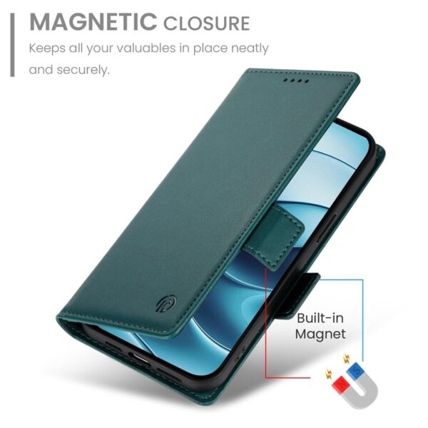 Xiaomi Redmi Note 15 Pro 4G Side Buckle Magnetic Frosted Leather Dark Green-Θήκη Βιβλίο