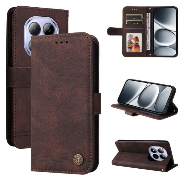 Xiaomi Redmi Note 15 Pro 5G Skin Feel Life Tree Metal Button Leather Brown-Θήκη Βιβλίο