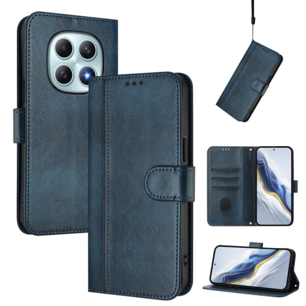Xiaomi Redmi Note 15 5G / 4G/ Poco M8 5G Line Splicing Buckle Retro Leather Dark Blue-Θήκη Βιβλίο
