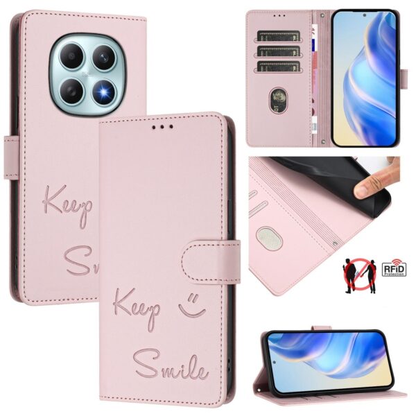 Xiaomi Redmi Note 15 4G / 5G Smile Embossing RFID Leather Pink-Θήκη Βιβλίο