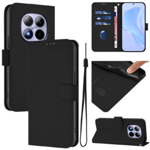 Xiaomi Redmi Note 15 Pro 5G Skin Feel Solid Color Leather with Lanyard Black-Θήκη Βιβλίο