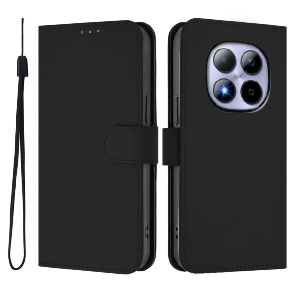 Xiaomi Redmi Note 15 Pro 5G Skin Feel Solid Color Leather with Lanyard Black-Θήκη Βιβλίο