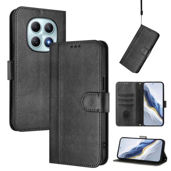 Xiaomi Redmi Note 15 5G / 4G / Poco M8 5G Line Splicing Buckle Retro Leather Black-Θήκη Βιβλίο