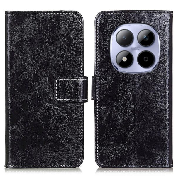 Xiaomi Redmi Note 15 Pro 4G Retro Crazy Horse Texture Leather Black-Θήκη Βιβλίο