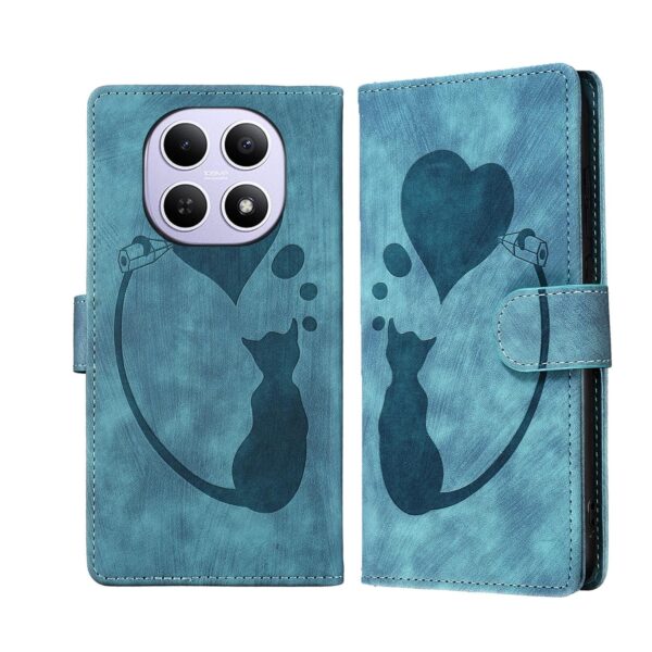 Xiaomi Redmi Note 15 4G /5G Pen Heart Cat Embossed Leather Blue-Θήκη Βιβλίο