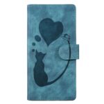 Xiaomi Redmi Note 15 4G /5G Pen Heart Cat Embossed Leather Blue-Θήκη Βιβλίο