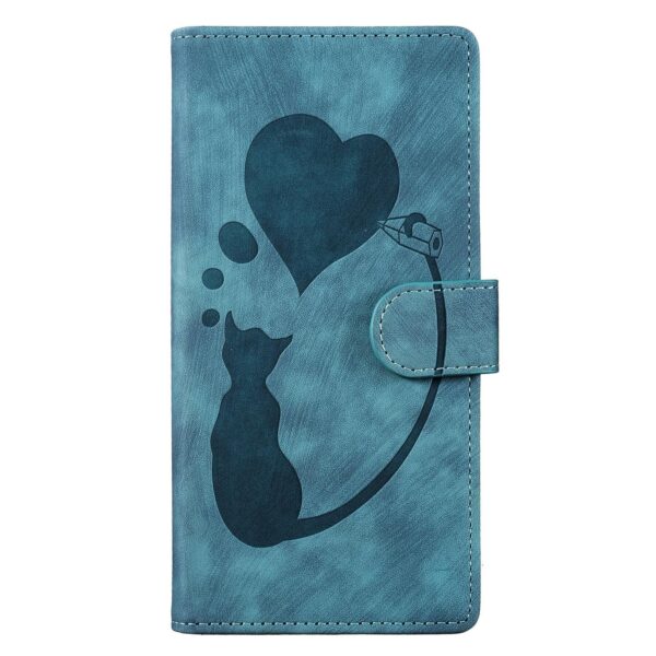 Xiaomi Redmi Note 15 4G /5G Pen Heart Cat Embossed Leather Blue-Θήκη Βιβλίο
