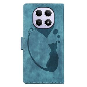 Xiaomi Redmi Note 15 4G /5G Pen Heart Cat Embossed Leather Blue-Θήκη Βιβλίο