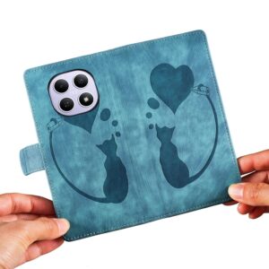 Xiaomi Redmi Note 15 4G /5G Pen Heart Cat Embossed Leather Blue-Θήκη Βιβλίο