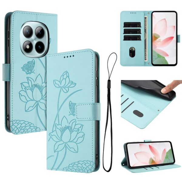 Xiaomi Redmi Note 15 Pro+ Global 5G Lotus Embossed Leather with Lanyard Green-Θήκη Βιβλίο