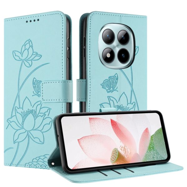 Xiaomi Redmi Note 15 Pro+ Global 5G Lotus Embossed Leather with Lanyard Green-Θήκη Βιβλίο