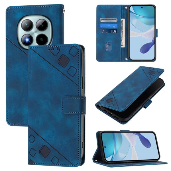Xiaomi Redmi Note 15 Pro+ 5G Skin-feel Embossed Leather Blue-Θήκη Βιβλίο