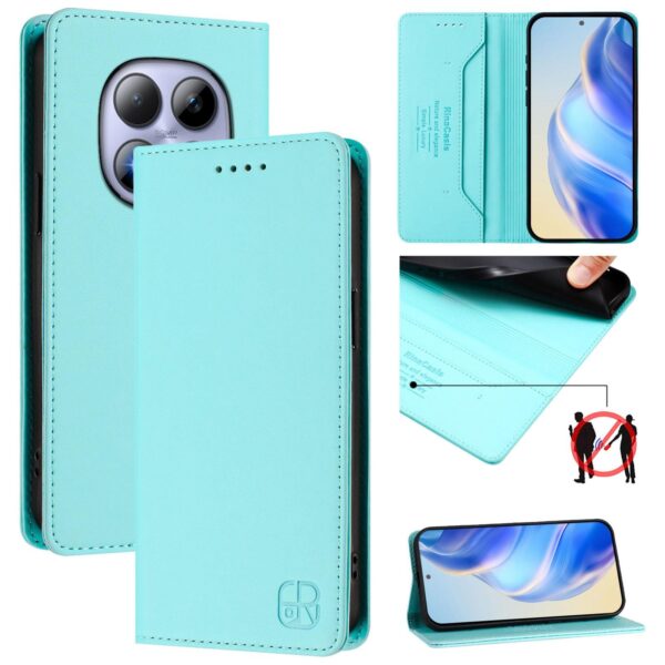 Xiaomi Redmi Note 15 Pro 5G RC01 Dual-Folded Magnetic Suction RFID Leather Mint Green-Θήκη Βιβλίο