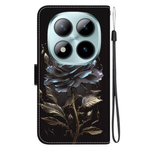 Xiaomi Redmi Note 15 Pro 5G Crystal Texture Colored Leather Drawing Black Rose-Θήκη Βιβλίο