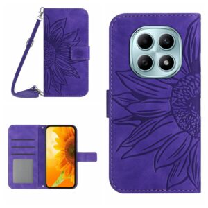 Xiaomi Redmi Note 15 5G/4G/Poco M8 5G Skin Feel Sun Flower Embossed Flip Leather with Lanyard Dark Purple-Θήκη Βιβλίο