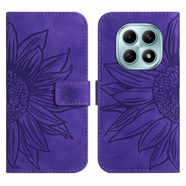 Xiaomi Redmi Note 15 5G/4G/Poco M8 5G Skin Feel Sun Flower Embossed Flip Leather with Lanyard Dark Purple-Θήκη Βιβλίο