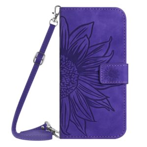 Xiaomi Redmi Note 15 5G/4G/Poco M8 5G Skin Feel Sun Flower Embossed Flip Leather with Lanyard Dark Purple-Θήκη Βιβλίο