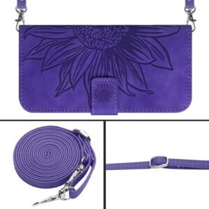 Xiaomi Redmi Note 15 5G/4G/Poco M8 5G Skin Feel Sun Flower Embossed Flip Leather with Lanyard Dark Purple-Θήκη Βιβλίο