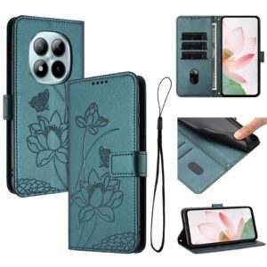 Xiaomi Redmi Note 15 Pro+ 5G Lotus Embossed Leather with Lanyard Dark Green-Θήκη Βιβλίο
