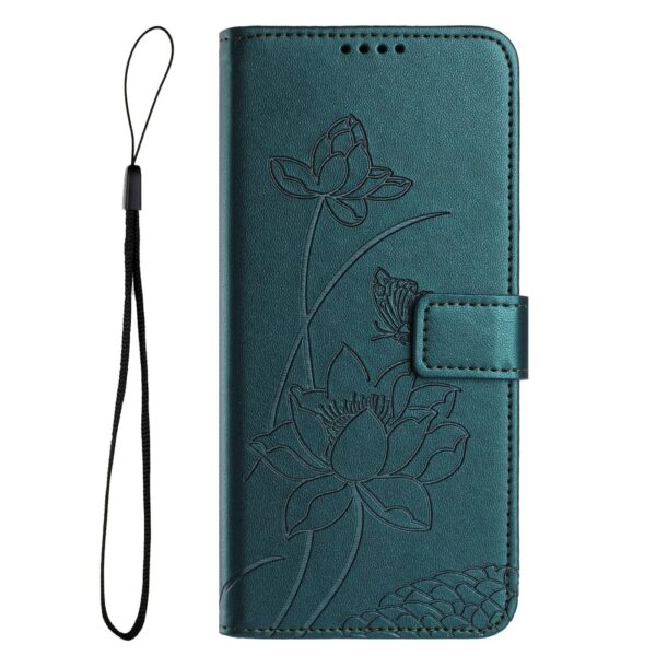Xiaomi Redmi Note 15 Pro+ 5G Lotus Embossed Leather with Lanyard Dark Green-Θήκη Βιβλίο