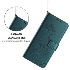Xiaomi Redmi Note 15 Pro+ 5G Lotus Embossed Leather with Lanyard Dark Green-Θήκη Βιβλίο