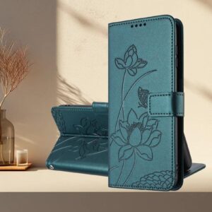 Xiaomi Redmi Note 15 Pro+ 5G Lotus Embossed Leather with Lanyard Dark Green-Θήκη Βιβλίο