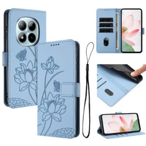 Xiaomi Redmi Note 15 Pro+ 5G Lotus Embossed Leather with Lanyard Blue-Θήκη Βιβλίο